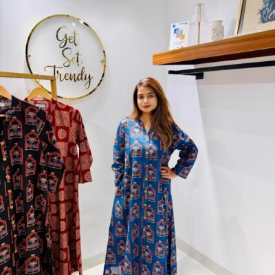 Blue Block Kurti A-Line