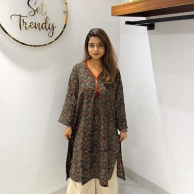 Dark Green Piping Kurti