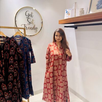 Red Block Kurti A-Line