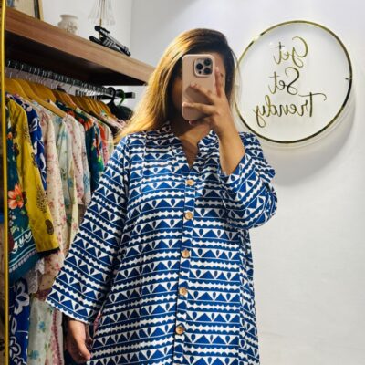 White Blue HL Printed Shirt