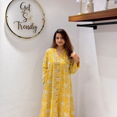 Yellow Joypuri Kurti A-Line