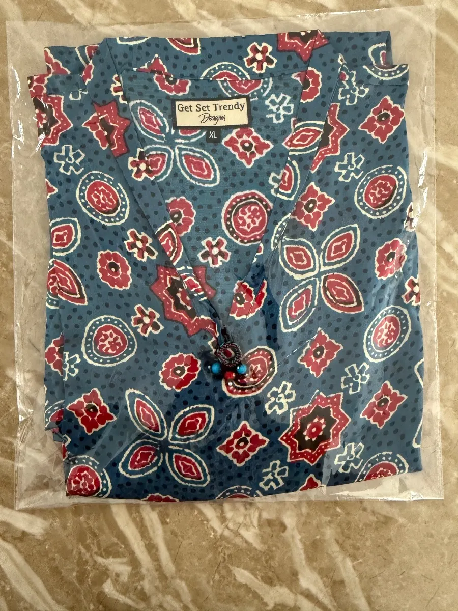 Azrakh short blue red kaftan 975